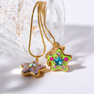 Collar con Colgante <span class=keywords><strong>de</strong></span> Corazón Personalizado, Regalo <span class=keywords><strong>de</strong></span> San Valentín, Estrella, Chapado en Oro <span class=keywords><strong>de</strong></span> 18K, Medallón con Foto para Mujer, Compromiso, Bodas - Product Image 2