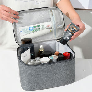 Sacs de maquillage de voyage pour hommes, sacs à cosmétiques, véritable fermeture à glissière, style tendance, tissu Oxford imperméable, véritable fermeture à glissière - Product Image 5