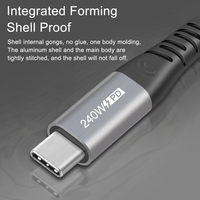 Câble USB Type C vers Type C, homologué E, PD 3.1, 240 W, 5 A, câble de charge rapide, câble de chargeur durable en nylon Type C vers Type C pour ordinateur portable mobile