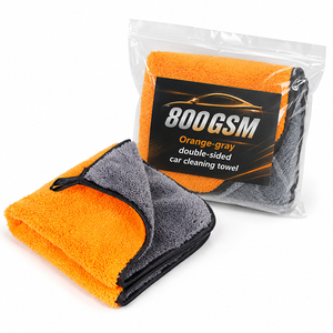 Serviette de <span class=keywords><strong>lavage</strong></span> auto en microfibre corail super épaisse 800 g/m², <span class=keywords><strong>sans</strong></span> peluches, anti-rayures, pour séchage rapide, emballage personnalisé, fournitures en gros - Product Image 1