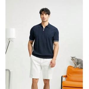 Polo pour homme de haute qualité, col formel décontracté, blanc et bleu marine, taille européenne, en stock - Product Image 5
