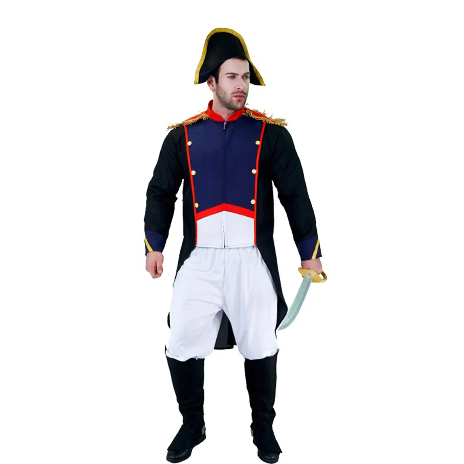 Funmular Herren Napoleon Französischer Kaiser General Ritter Kostüm Halloween Dress Up Kostüm