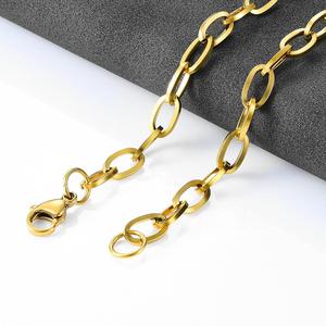 Collier chaîne ovale en acier inoxydable de 5,5 mm de large, maillons Rolo, pour hommes et femmes, accessoires de mode en métal, bijoux de cou - Product Image 6