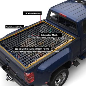 Sản xuất 4x6 8x12 <span class=keywords><strong>PVC</strong></span> lưới Cargo Net cho xe tải Pickup giường với dịch vụ tùy chỉnh - Product Image 1