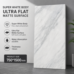 Carrelage en porcelaine antibactérien ultra-plat mat effet velours blanc super moderne Foshan 750x1500mm 10mm Double Zéro Absorption 5 - Product Image 4