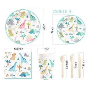 DAMAI Nuevo Juego de Vajilla Desechable con Diseño de Animales, Platos, Vasos y Servilletas de Papel para Postre y Cena con Dinosaurios - Product Image 5