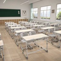 Muebles Escolares al por Mayor, Escritorio Doble Ajustable y Conjunto de Silla Ergonómica para Estudiantes, Certificado ISO, OEM, ODM