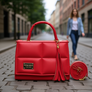 Borsa a Tracolla Rossa Fana Fina in Microfibra, Chiusura con Cerniera, Stile Vintage alla Moda, Manico Singolo per Uso Quotidiano - Product Image 2