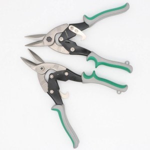 Naichi Stainless Steel Aviation Shears 10 Inch Straight And Curved Heads Industrial Grade Green Handle Scissors - Product Image 2