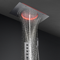 Ensemble de douche colonne cascade LED chaud/froid pour salle de bain, 4 fonctions, grande taille 600*330mm