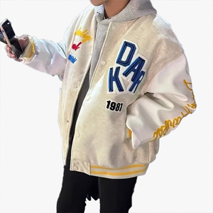 Chaqueta de Béisbol Larga con Bordado Vintage, Estilo Invernal para Hombre y Mujer, Diseño Holgado y Moderno, Chaqueta para Parejas - Product Image 3