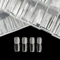 En promotion : Capsules d'ongles carrées extra longues 300 pièces XXL, couvrance totale, pré-polies, sans courbure, 15 tailles