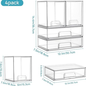 Wholesale Modern Luxury <b>Stackable</b> <b>Storage</b> <b>Drawers</b> Custom Clear Acrylic for Organizer Bins for Vanity - Product Image 1