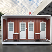 Unité de toilettes portable moderne, durable, écologique et personnalisable avec station de lavage des mains en panneaux sandwich pour événements publics extérieurs