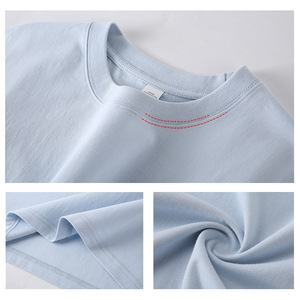 T-shirt ample vintage en coton peigné épais 230g pour jeune garçon, coupe européenne oversize, manches courtes, épaules tombantes, couleur unie, modèle OEM - Product Image 5