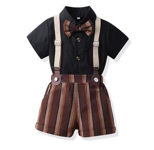 2025 nuovi set di abbigliamento estivo per bambini da 2 a 3 anni con stampa a corona papillon abbigliamento da ragazzo alla moda - Product Image 3
