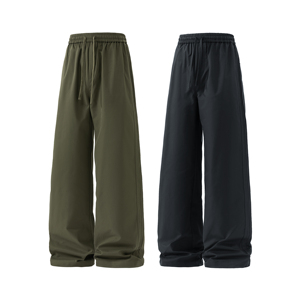 Pantalon décontracté léger en toile pour homme, coupe large, taille élastique avec cordon de serrage, logo personnalisé, haute qualité, collection été 2025 - Product Image 1