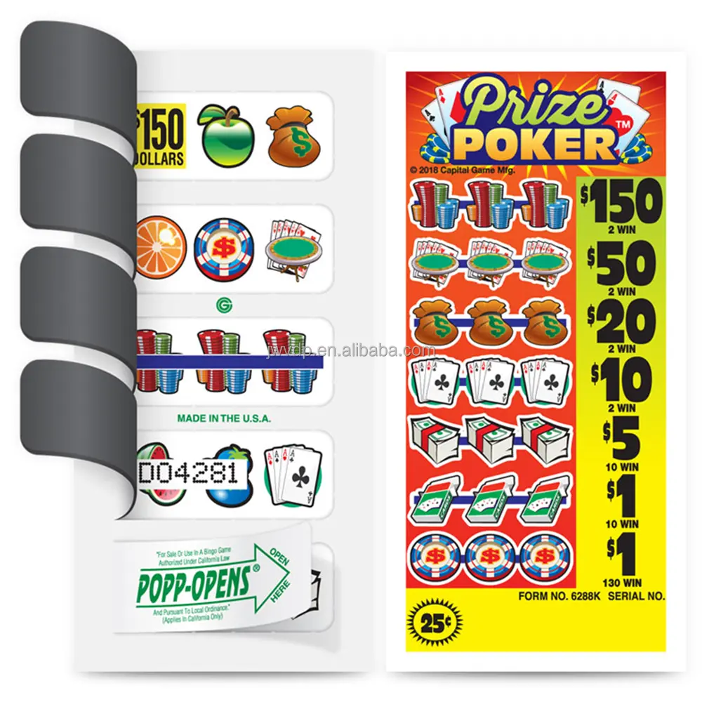 Hot Sale Customizable pull tabs and break open Lottery Tickets card Printing custom pull tab lottery tickets