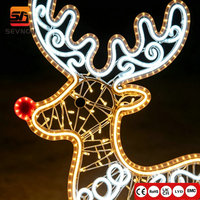 Guirlande lumineuse LED 2D sur mesure, motif renne, décoration de jardin de Noël en extérieur