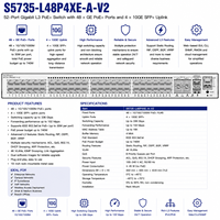 Commutateur géré d'entreprise de couche 3 CloudEngine S5735-L48P4XE-A-V2 S5735-L48LP4XE-A-V2 48 ports Gigabit PoE+ 10GE SFP+