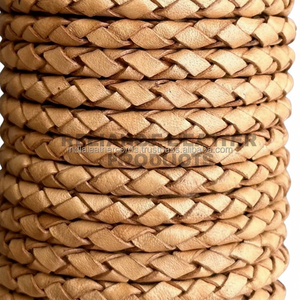 สายหนังวัวแท้ 5 มม. ทรงกลมถักแบบโบโล สำหรับงานเครื่องประดับและงานฝีมือ คุณภาพระดับมืออาชีพ - Product Image 1