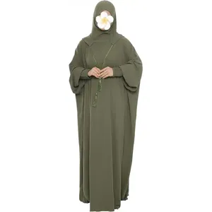 Robe de prière musulmane Abaya, robe Abaya à capuche unie en une seule pièce <span class=keywords><strong>pour</strong></span> femmes, robe longue maxi islamique, Jilbab Dubaï OEM/Personnalisé - Product Image 1