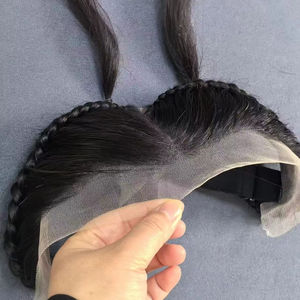 ब्रेड्स के साथ फीता ललाट बालों 100% बालों के साथ फीता बाड़ा हुआ मानव बाल-पूर्व-प्लैड महिला तौपे बाल का टुकड़ा - Product Image 1