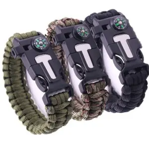 Campeggio escursionismo 550 braccialetto di sopravvivenza braccialetto di sopravvivenza Paracord regolabile per accendifuoco in pietra focaia di alta qualità all'aperto