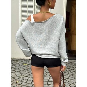 Women's Shoulder Sweatshirt Long Sleeve Vintage Car Print <b>Y2K</b> Asymmetric Pullover Graphic Top Breathable 320g Knitted Fabric - Product Image 2