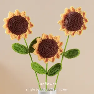 Gewebter Sonnenblumenstrauß ewige Blume Häkeln künstlich gestrickte Hochzeitsgeschenke 2-teiliges Set