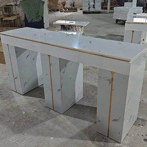 Customized Luxury 2-Seat <strong>Nail</strong> <strong>Tech</strong> Table Modern Art <strong>Desk</strong> &amp; Metal Manicure Drawers Made of Wood with 8 Year Warranty - Product Image 1