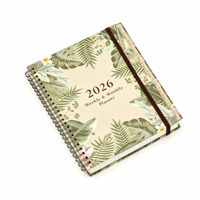 Carnet d'indexation A5 en PU à couverture rigide avec motif floral, logo personnalisé en relief, papier épais, pour usage professionnel et d'entreprise