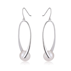 Boucles d'oreilles pendantes KAMMY 10-10,5 mm en perles d'eau douce tendance, mode enfant, argent 925 plaqué platine rhodium - Product Image 1
