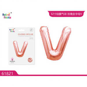 Accesorio de decoración de fiesta de aluminio con globo de número 'V' de oro rosa de 32 pulgadas para Año Nuevo chino Regreso a la escuela Ocasiones de Año Nuevo - Product Image 1