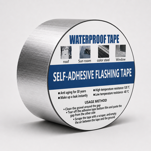 Bande d'étanchéité bitumineuse autocollante SBS avec feuille supérieure en aluminium pour tôles métalliques d'usines industrielles et toitures ondulées - Product Image 1