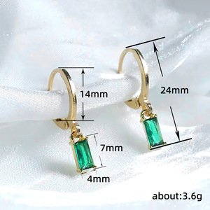 Orecchini a cerchio rettangolari per donna, gioielli semplici e scintillanti alla moda - Product Image 5