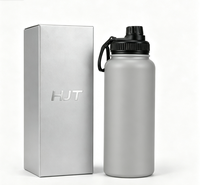 Bouteille d'eau isotherme sous vide en acier inoxydable 304 de 25 oz avec logo personnalisé, grande capacité, gobelet portable isolé avec couvercle sport noir – Vente en gros