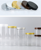 En stock pot PET vide de 500g pot en plastique transparent de 16oz 500ml avec couvercle en argent pour l'emballage des aliments