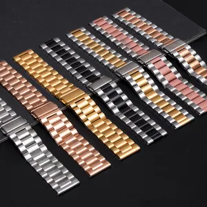 Stainless Steel 22mm 20mm Bracelet 3 Links Metal Smartwatch Watch Strap Band for Samsung Galaxy Watch 5 4 3 Gear S3