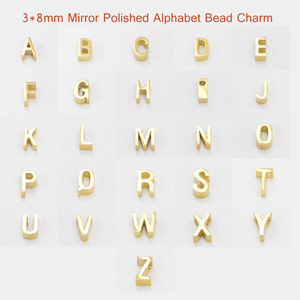 Perles en lettres dorées avec breloque, pièces, 3mm * 8mm, motif <span class=keywords><strong>Alphabet</strong></span>, métallique, argent, en acier inoxydable, pour la fabrication de bijoux - Product Image 5