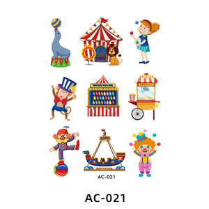 Adesivo del tatuaggio per bambini cartoni animati del Clown del circo magico per bambini adesivo del tatuaggio del fumetto temporaneo impermeabile - Product Image 3