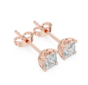 Lujosos pendientes de oro rosa de 14 quilates con diamantes de corte princesa, perfectos para ocasiones especiales o regalos de la India - Product Image 3
