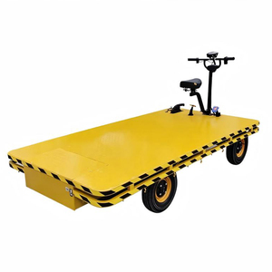 Chariot à plateforme électrique à quatre roues en acier jaune 1200x800 mm, robuste et industriel, avec revêtement en poudre - Product Image 4
