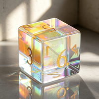 Ensemble de 7 dés polyédriques en verre cristal arc-en-ciel pour RPG, D20 D10 D00 D6 D4 D12, dés en verre gemme pour Dungeons and Dragons