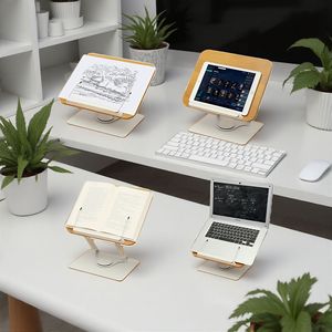 Support de lecture rotatif en bois, trépied pliable, étagère de table pour tablettes, supports pour ordinateurs portables - Product Image 1