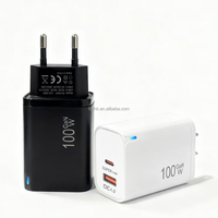 Cargador Rápido GaN de 45W con Doble Puerto USB-C PD y Enchufe EU/US/UK, QC3.0, Resistente al Fuego, para iPhone, Laptops y Cámaras, Ecológico