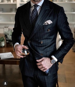 <strong>Black</strong> Stripe Men <strong>Suit</strong> Double Breasted Blazer Latest Coat Pant Designs Slim Fit 2 Piece Tuxedo Custom Groom <strong>Prom</strong> <strong>Suits</strong> Ternos - Product Image 2