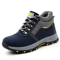 Bottes de sécurité en cuir à embout d'acier, chaussures de travail à lacets, anti-perforation et anti-écrasement, vente en gros d'usine