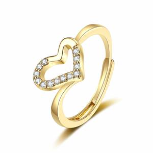 Bague ajustable inspirée du cœur, finition argentée, style moderne minimaliste, bague ouverte ajustable, bijoux de mode - Product Image 2