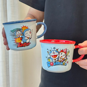 Doraemon <b>Ceramic</b> <b>Mug</b> With Handle Orange Yellow Blue Red Cartoon Design For Kids Back To School Spring 2025 Single Cup - Product Image 5